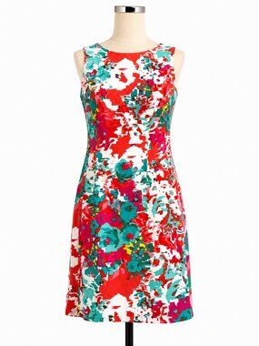 Women's Multi Colored Shift Sleeveless Dress